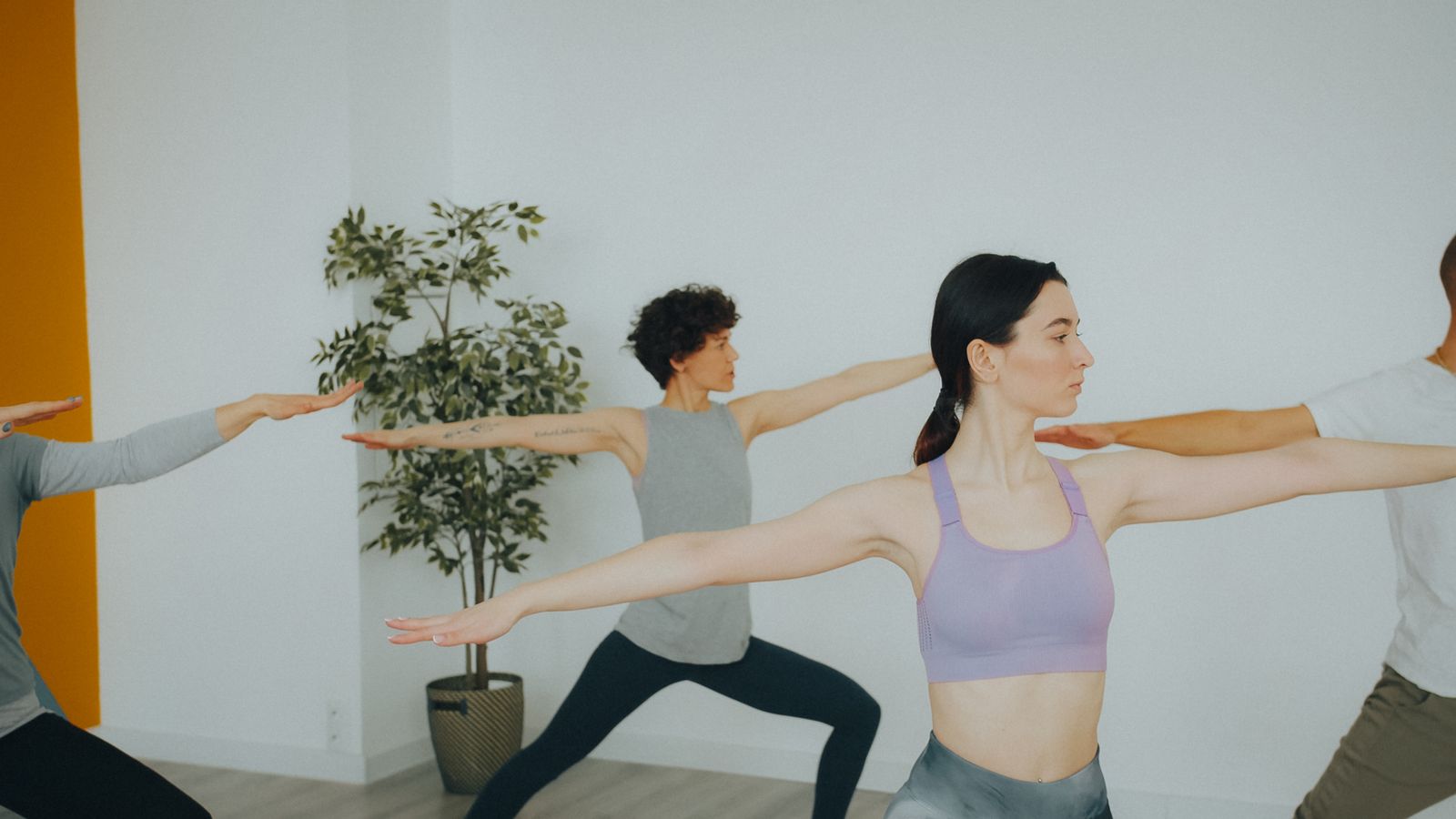 Yogahold i minimalistisk studie